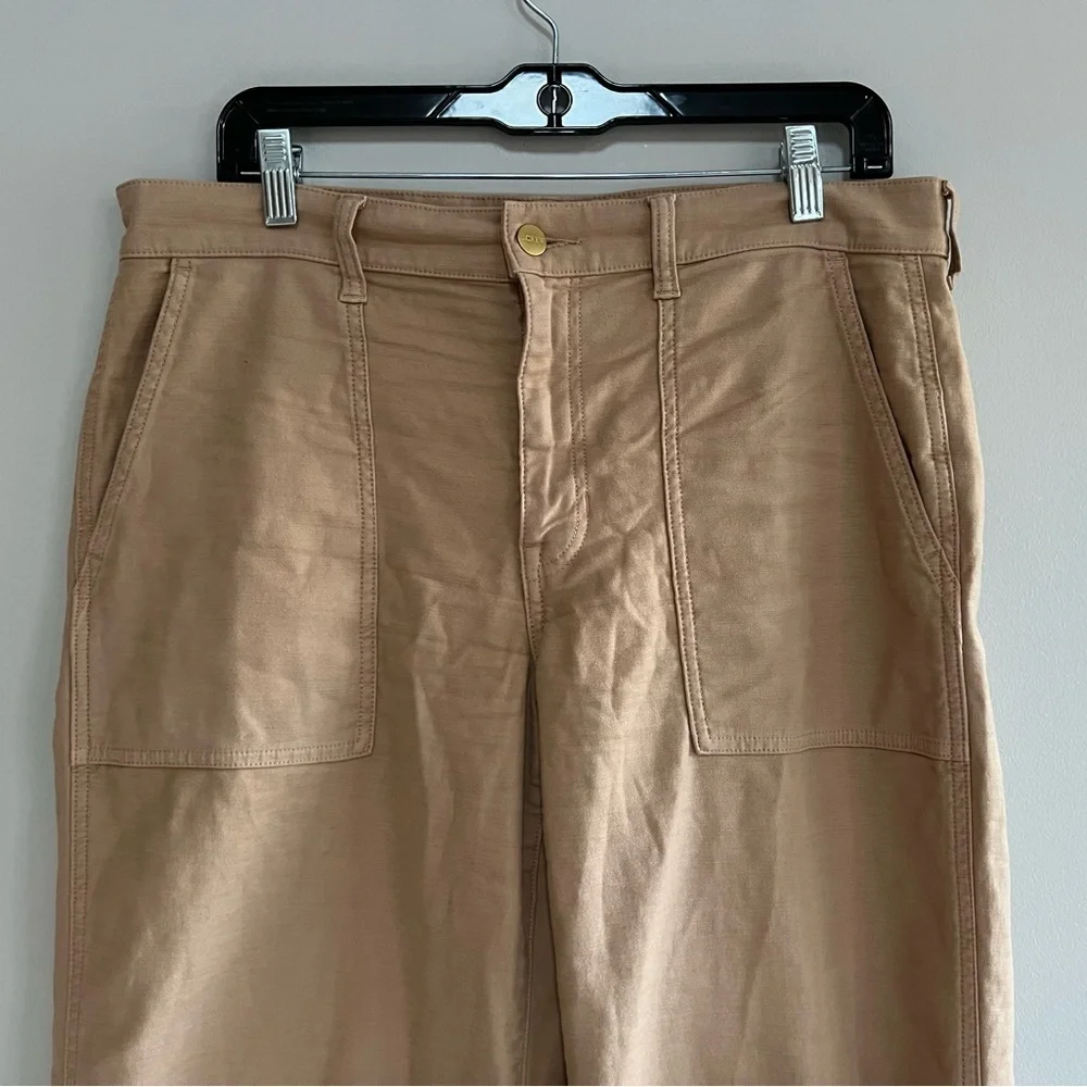 J. Crew Camp Pocket Wide Leg Cotton High Rise Stretch Pants Khaki Tan, size 29